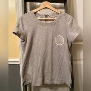 Gap Light Gray Zip-Back Sweatshirt Material Short Sleeve T-Shirt - Medium